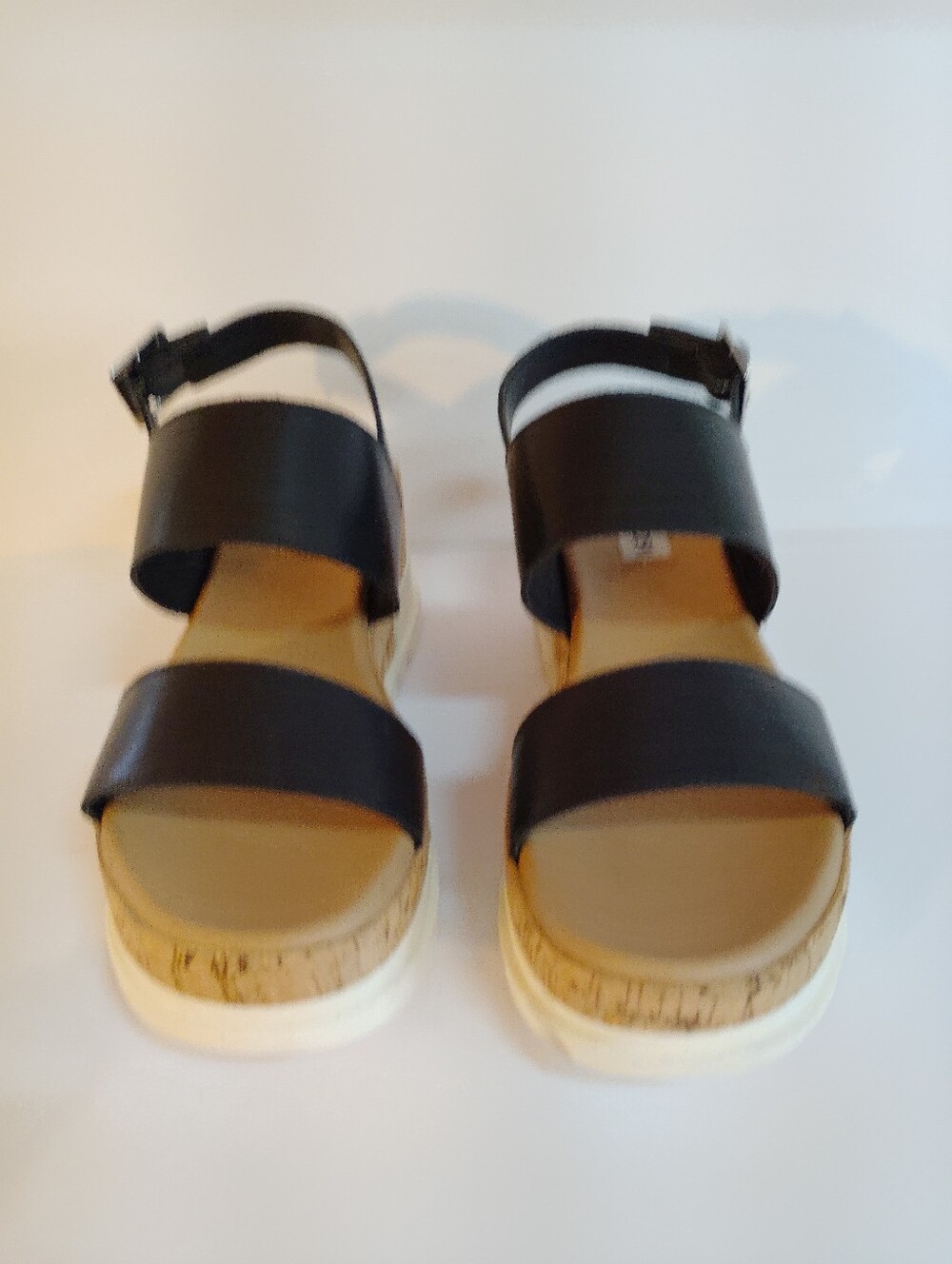 Steve Madden Black Leather Double-Strap Women's Sandals - Picture 2 of 8